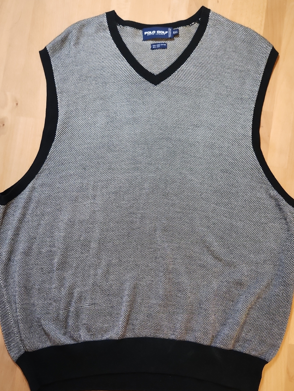 Polo Golf Men's Black & White V-Neck Sweater Vest